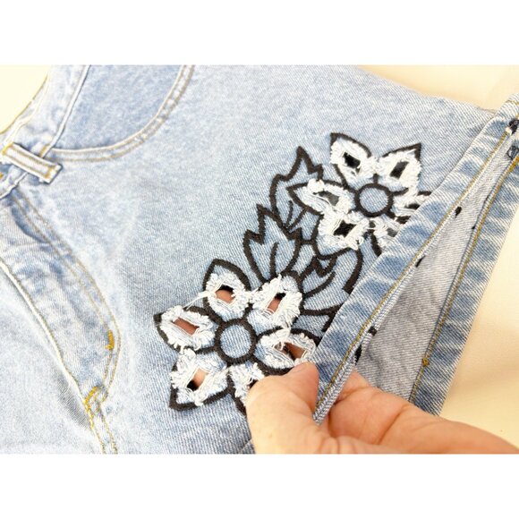 VTG Zip code Sz 7/8 (Actual 23x2) Floral Light Wash Denim Shorts 100% Cotton EUC - Picture 8 of 11